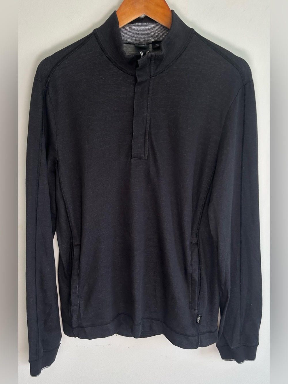 Hugo Boss 1/4 Zip Sweater Men's M Regular Fit Pullover Long Sleeve Black Cotton